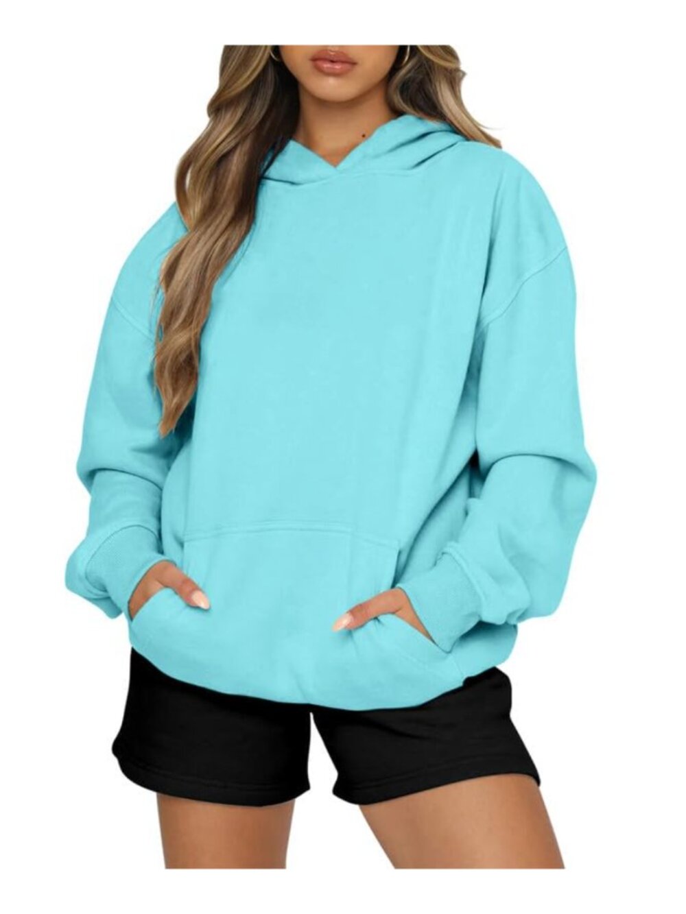 Oversized Fleece Hoodie Women Drop Shoulder Sweatshirt Pullover